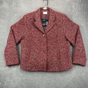Koret Petites‎ Womens Red Textured Blazer Jacket Size 16